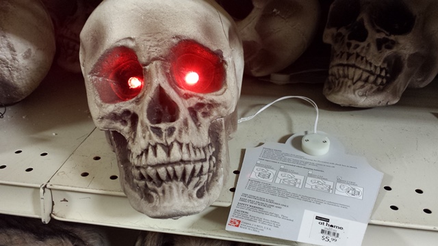 Skull with red LED eyes